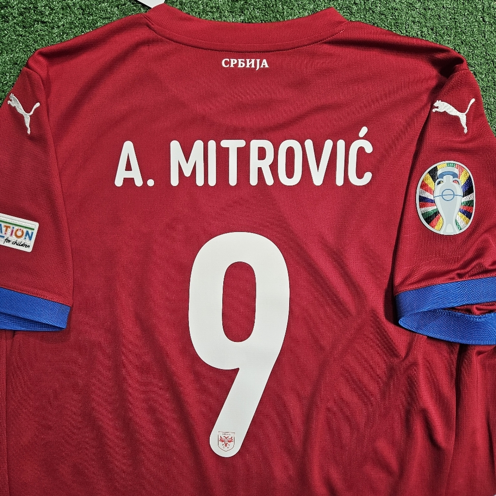 Puma Serbia Aleksandar Mitrovic #9 2024/2025 Home Jersey EURO 2024 PATCHES XL - Picture 14 of 16